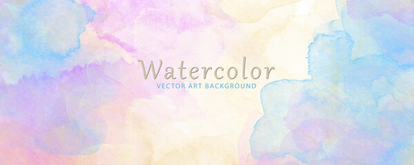 Watercolor abstract vector art background for cards, flyer, poster, banner and cover design. Colorful hand drawn kids illustration for design interior. Multicolor watercolour texture.