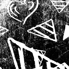 Black and white grunge. Abstract chalk strokes on a blackboard. Vector monochrome graphics. Pattern of dust, chips, destruction, dirt. Chaotic horror background