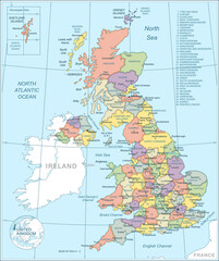 Map of United Kingdom - highly detailed vector illustration