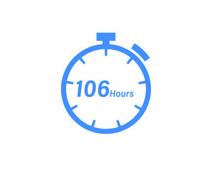 106 Hours timers Clocks, Timer 106 hour icon, countdown icon. Time measure. Chronometer icon isolated on white background