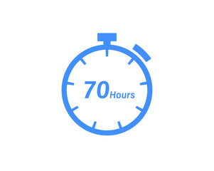 70 Hours timers Clocks, Timer 70 hour icon, countdown icon. Time measure. Chronometer icon isolated on white background