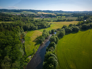 Aerial shot of river