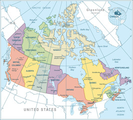 Fototapeta na wymiar Map of Canada - highly detailed vector illustration