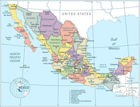 Map of Mexico - highly detailed vector illustration
