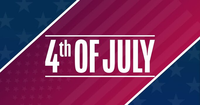 Happy Independence Day. 4th of July. USA. Flat holiday animation. Motion graphic design. Loop footage.