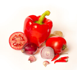 healthy vegetables pepper, tomato, onion, ginger, chilli and garlic
