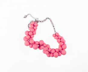 pink necklace isolated on white background