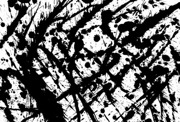 Abstract black ink paint splash background. Grange watercolor splash texture isolated on white. Expressive illustration for modern design.