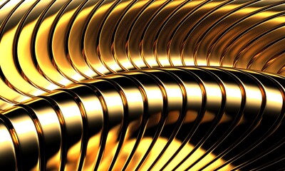 Golden abstract wavy liquid background