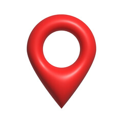 Red realistic 3D map pin icon. Location symbol isolated on white background