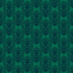 Retro geometric pattern in repeat. Fabric print. Damask style Seamless pattern background, mosaic ornament, vintage style. Design for prints on fabrics