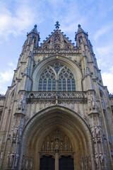 Fototapeta na wymiar Church of Our Blessed Lady of Sablon (Notre Dame du Sablon) in Brussels, Belgium