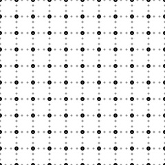 Fototapeta na wymiar Square seamless background pattern from geometric shapes are different sizes and opacity. The pattern is evenly filled with small black info symbols. Vector illustration on white background