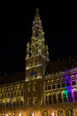 Fototapeta na wymiar Town Hall at night in Brussels, Belgium 