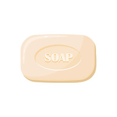 Soap icon. Bar soap blue color bubbles. Vector illustration for design and print