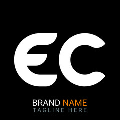 Ec Letter Logo design. black background.