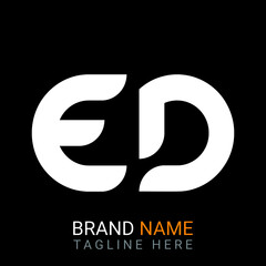 Ed Letter Logo design. black background.