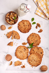 Cookies with walnuts. Delicious homemade dessert.
