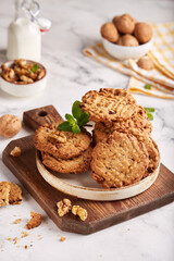 Cookies with walnuts. Delicious homemade dessert.