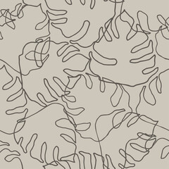 Seamless hand drawn leaves pattern