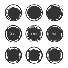 Circle brush stroke, hand drawn paint frame for design logo, banner, card.