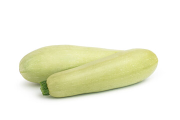 two green fresh zucchini on a white isolated background