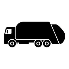 Garbage truck icon. Black silhouette. Side view. Vector simple flat graphic illustration. Isolated object on a white background. Isolate.