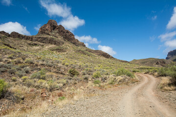 Fototapeta na wymiar Gran Canaria off road tracks through mountain landscape, Canary Islands