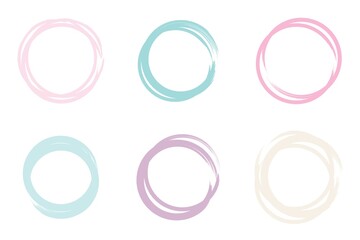 Circle brush stroke, hand drawn paint frame for design logo, banner, card