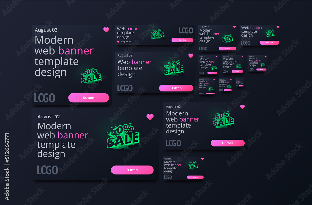 Wall mural web banner templates in different sizes.