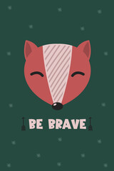 Fototapeta na wymiar Scandinavian Stylish Cute Fox Head Poster