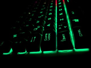 rgb keyboard green with black background 