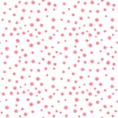 Seamless abstract geometric pattern. Pink, red, white. Brush strokes, texture circles, dots.  Digital texture. Illustration. Design for textile fabrics, wrapping paper, background, wallpaper, cover.