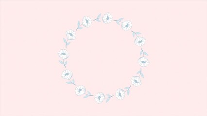 Opening Of The Blue Flowers. Looped. Animation. Flowers. Pink Background