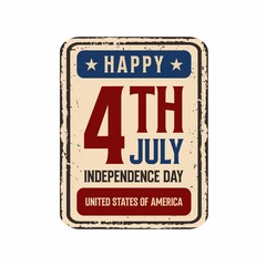Vector 4th july USA Independence Day vintage rusty metal Poster