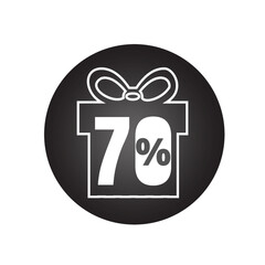 70% off (offer), online super discount icon, black and white gift style vector illustration design