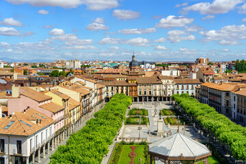 Famous central square of the monumental city of Alcala de Henares, cradle of Cervantes. - obrazy, fototapety, plakaty