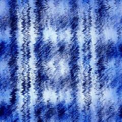  Indigo blue mottled grunge wash linen print pattern. Modern nantucket distressed fabric textile effect background in nautical maritime style. Masculine tie dye worn home deco fashion batik design