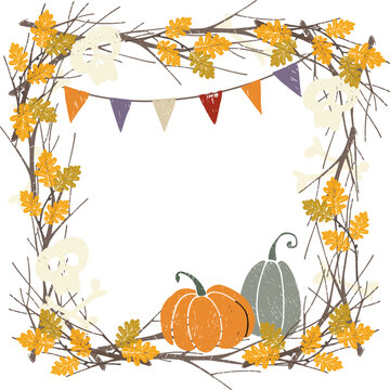 Halloween Skuls Leaves Pumpkins Frame