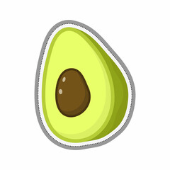 Avocado sticker cartoon style .Vector illustration.