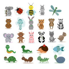 different animals on white background.vector illustration