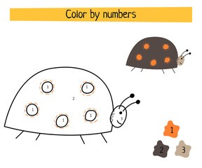Color by numbers - educational game for kids. Scandinavian Cartoon Vector