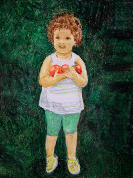 Harvest - Girl holding tomatoes