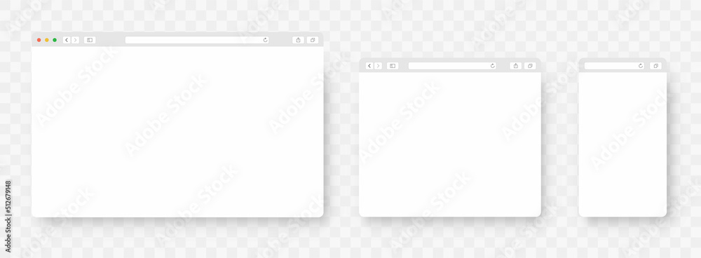 Poster blank web browser illustration. sample frame design internet. empty web page mockup with toolbar. bl