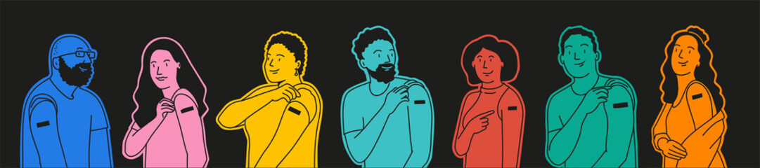 Diverse people after vaccination.