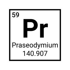 Praseodymium chemical atom element sign symbol illustration