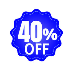 40% percent off (offer), with blue sticker design (banner) and luminosity detail in the center, online discount, mega sale, vector illustration, Forty 