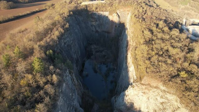 Quarry Great America (Lom Velk&aacute; Amerika) Czech republic, aerial scenic panorama view, Czechia nature,Europe
