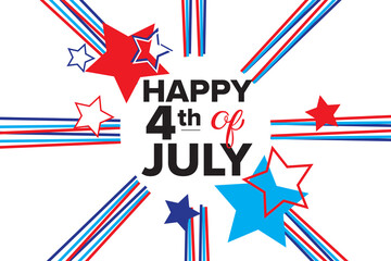 Happy 4th of July celebration banner with red and blue stars for the USA holiday