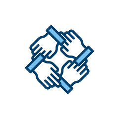 Teamwork filled line icon. linear style sign for mobile concept and web design. Outline vector icon. Symbol, logo illustration. Vector graphic